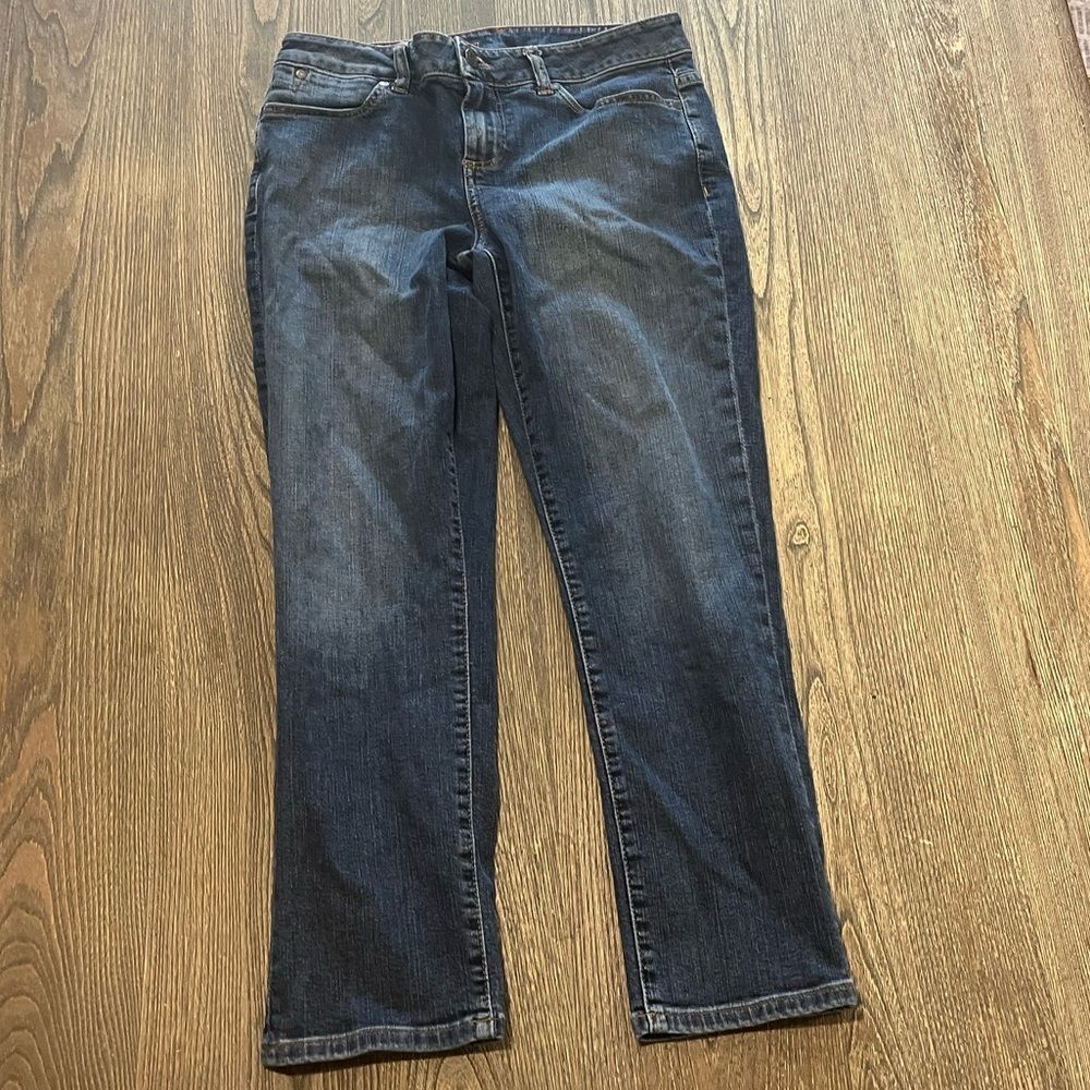 Talbots Signature Slim Crop Jeans Straight Leg Denim Dark Wash Blue Size 4/27